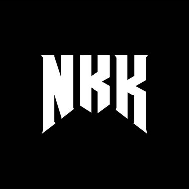 Teknoloji şirketi için NKK mektup logosu tasarımı. NKK logo tasarımı siyah-beyaz renk kombinasyonu. NKK logosu, NKK vektörü, NKK tasarımı, NKK simgesi, NKK alfabesi. NKK tipografi logosu tasarımı.