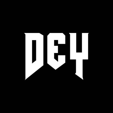 Teknoloji şirketi için DEY mektup logosu tasarımı. DEY logo tasarımı siyah ve beyaz renk kombinasyonu. Dey logosu, DEY vektörü, DEY tasarımı, DEY simgesi, DEY alfabesi. DEY tipografi logosu tasarımı.