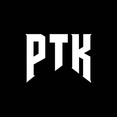 Teknoloji şirketi için PTK mektup logosu tasarımı. PTK logo tasarımı siyah-beyaz renk kombinasyonu. PTK logosu, PTK vektörü, PTK tasarımı, PTK simgesi, PTK alfabesi. PTK tipografi logosu tasarımı.
