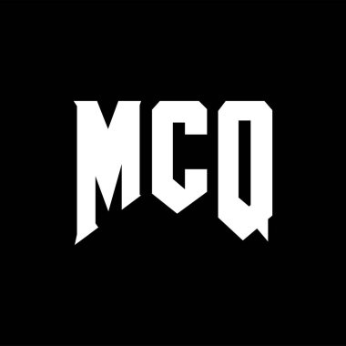 Teknoloji şirketi için MCQ harf logosu tasarımı. MCQ logo tasarımı siyah ve beyaz renk kombinasyonu. MCQ logosu, MCQ vektörü, MCQ tasarımı, MCQ simgesi, MCQ alfabesi. MCQ tipografi logosu tasarımı.