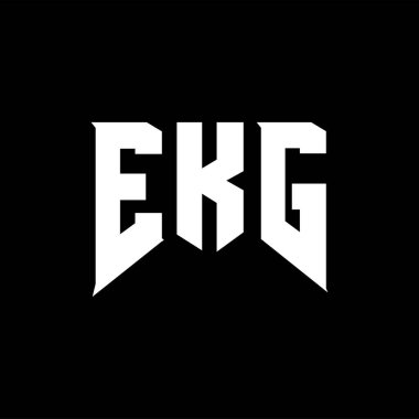 Teknoloji şirketi için EKG mektup logosu tasarımı. EKG logo tasarımı siyah ve beyaz renk kombinasyonu. EKG logosu, EKG vektörü, EKG tasarımı, EKG ikonu, EKG alfabesi. EKG tipografi logosu tasarımı.