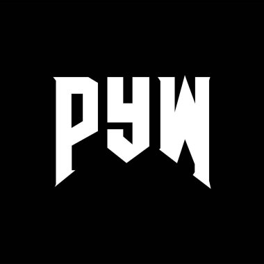 Teknoloji şirketi için PYW harf logosu tasarımı. PYW logo tasarımı siyah beyaz renk kombinasyonu. PYW logosu, PYW vektörü, PYW tasarımı, PYW simgesi, PYW alfabesi. PYW tipografi logosu tasarımı.