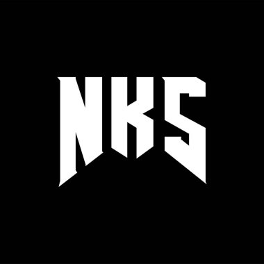 Teknoloji şirketi için NKS mektup logosu tasarımı. NKS logo tasarımı siyah ve beyaz renk kombinasyonu. NKS logosu, NKS vektörü, NKS dizaynı, NKS simgesi, NKS alfabesi. NKS tipografi logosu tasarımı.