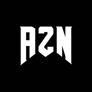 Teknoloji şirketi için AZN harf logosu tasarımı. AZN logo tasarımı siyah beyaz renk kombinasyonu. AZN logosu, AZN vektörü, AZN dizaynı, AZN simgesi, AZN alfabesi. AZN tipografi logosu tasarımı.