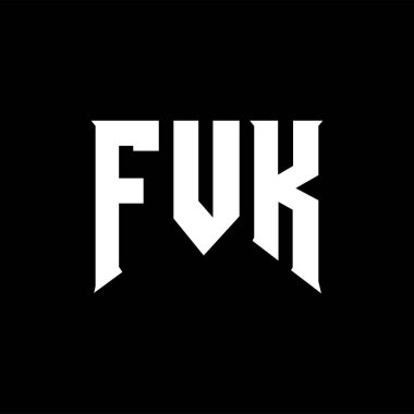 Teknoloji şirketi için FVK mektup logosu tasarımı. FVK logo tasarımı siyah ve beyaz renk kombinasyonu. FVK logosu, FVK vektörü, FVK tasarımı, FVK simgesi, FVK alfabesi. FVK tipografi logosu tasarımı.