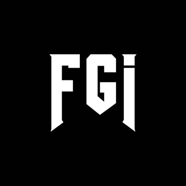 Teknoloji şirketi için FGI harf logosu tasarımı. FGI logo tasarımı siyah ve beyaz renk kombinasyonu. FGI logosu, FGI vektörü, FGI tasarımı, FGI simgesi, FGI alfabesi. FGI tipografi logosu tasarımı.