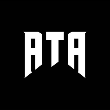 Teknoloji şirketi için ATA mektup logosu tasarımı. ATA logo tasarımı siyah-beyaz renk kombinasyonu. ATA logosu, ATA vektörü, ATA tasarımı, ATA simgesi, ATA alfabesi. ATA tipografi logosu tasarımı.