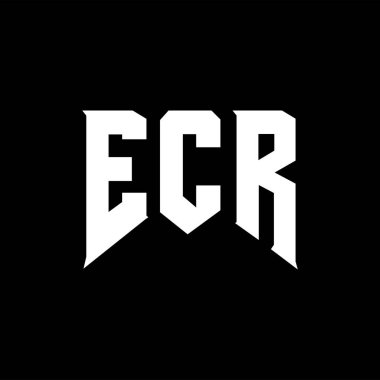 Teknoloji şirketi için ECR harf logosu tasarımı. ECR logo tasarımı siyah ve beyaz renk kombinasyonu. ECR logosu, ECR vektörü, ECR tasarımı, ECR simgesi, ECR alfabesi. ECR tipografi logosu tasarımı.