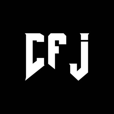 Teknoloji şirketi için CFJ mektup logosu tasarımı. CFJ logo tasarımı siyah ve beyaz renk kombinasyonu. CFJ logosu, CFJ vektörü, CFJ tasarımı, CFJ simgesi, CFJ alfabesi. CFJ tipografi logosu tasarımı.
