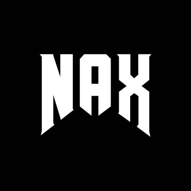 Teknoloji şirketi için NAX mektup logosu tasarımı. NAX logo tasarımı siyah-beyaz renk kombinasyonu. NAX logosu, NAX vektörü, NAX tasarımı, NAX simgesi, NAX alfabesi. NAX tipografi logo tasarımı.