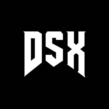 Teknoloji şirketi için DSX mektup logosu tasarımı. DSX logo tasarımı siyah ve beyaz renk kombinasyonu. DSX logosu, DSX vektörü, DSX tasarımı, DSX simgesi, DSX alfabesi. DSX tipografi logosu tasarımı.