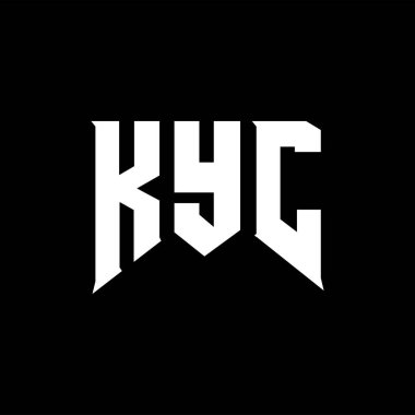 Teknoloji şirketi için KYC mektup logosu tasarımı. KYC logo tasarımı siyah ve beyaz renk kombinasyonu. KYC logosu, KYC vektörü, KYC tasarımı, KYC simgesi, KYC alfabesi. KYC tipografi logosu tasarımı.