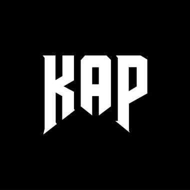 Teknoloji şirketi için KAP harf logosu tasarımı. KAP logosu siyah ve beyaz renk kombinasyonu tasarladı. KAP logosu, KAP vektörü, KAP tasarımı, KAP simgesi, KAP alfabesi. KAP tipografi logosu tasarımı.