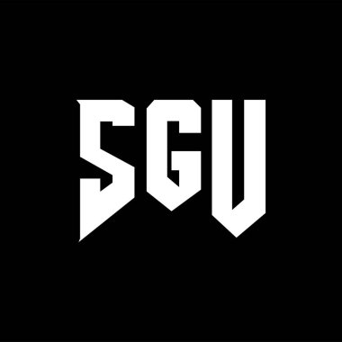 Teknoloji şirketi için SGU mektup logosu tasarımı. SGU logo tasarımı siyah ve beyaz renk kombinasyonu. SGU logosu, SGU vektörü, SGU dizaynı, SGU simgesi, SGU alfabesi. SGU tipografi logosu tasarımı.