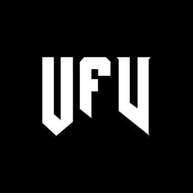 Teknoloji şirketi için UFV harf logosu tasarımı. UFV logo tasarımı siyah ve beyaz renk kombinasyonu. UFV logosu, UFV vektörü, UFV tasarımı, UFV simgesi, UFV alfabesi. UFV tipografi logosu tasarımı.
