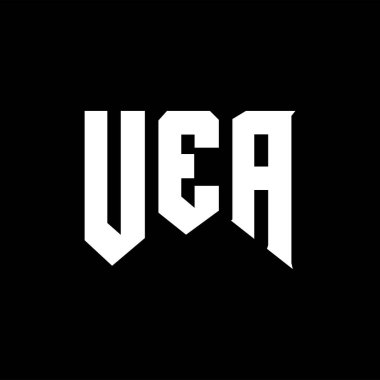 Teknoloji şirketi için UEA mektup logosu tasarımı. UEA logo tasarımı siyah-beyaz renk kombinasyonu. UEA logosu, UEA vektörü, UEA tasarımı, UEA simgesi, UEA alfabesi. UEA tipografi logosu tasarımı.