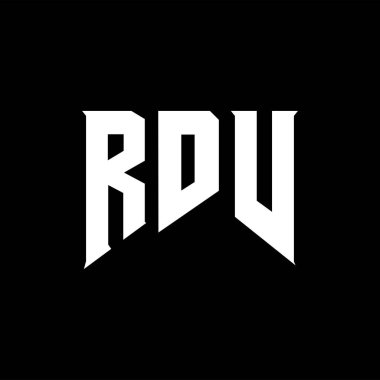 Teknoloji şirketi için RDV harf logosu tasarımı. RDV logo tasarımı siyah ve beyaz renk kombinasyonu. RDV logosu, RDV vektörü, RDV tasarımı, RDV simgesi, RDV alfabesi. RDV tipografi logosu tasarımı.