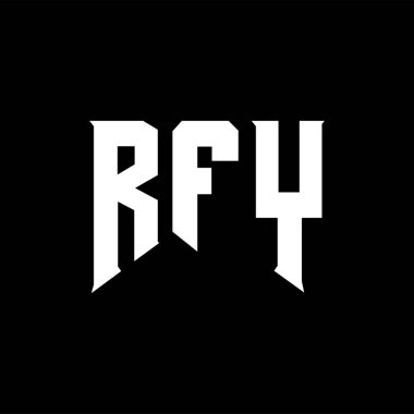 Teknoloji şirketi için RFY harf logosu tasarımı. RFY logo tasarımı siyah ve beyaz renk kombinasyonu. RFY logosu, RFY vektörü, RFY tasarımı, RFY simgesi, RFY alfabesi. RFY tipografi logosu tasarımı.