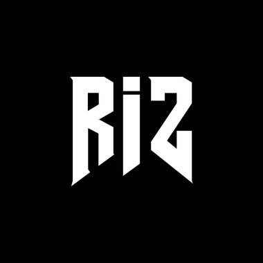 RIZ 'in teknoloji şirketi için logo tasarımı. RIZ logo tasarımı siyah ve beyaz renk kombinasyonu. RIZ logosu, RIZ vektörü, RIZ tasarımı, RIZ simgesi, RIZ alfabesi. RIZ tipografi logosu tasarımı.