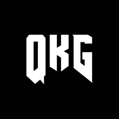 Teknoloji şirketi için QKG harf logosu tasarımı. QKG logo tasarımı siyah ve beyaz renk kombinasyonu. QKG logosu, QKG vektörü, QKG tasarımı, QKG simgesi, QKG alfabesi. QKG tipografi logosu tasarımı.
