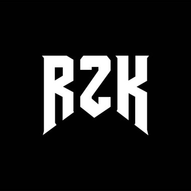 Teknoloji şirketi için RZK harf logosu tasarımı. RZK logo tasarımı siyah-beyaz renk kombinasyonu. RZK logosu, RZK vektörü, RZK tasarımı, RZK simgesi, RZK alfabesi. RZK tipografi logosu tasarımı.