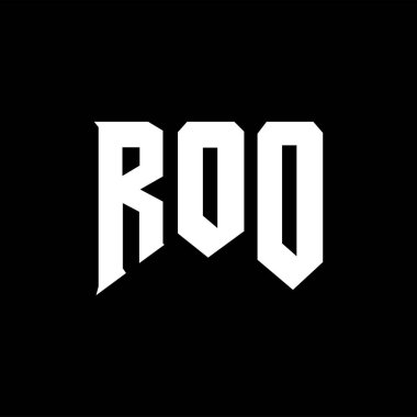 Teknoloji şirketi için ROO mektup logosu tasarımı. ROO logo tasarımı siyah ve beyaz renk kombinasyonu. ROO logosu, ROO vektörü, ROO tasarımı, ROO simgesi, ROO alfabesi. ROO tipografi logosu tasarımı.