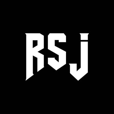 Teknoloji şirketi için RSJ harf logosu tasarımı. RSJ logo tasarımı siyah-beyaz renk kombinasyonu. RSJ logosu, RSJ vektörü, RSJ tasarımı, RSJ simgesi, RSJ alfabesi. RSJ tipografi logosu tasarımı.