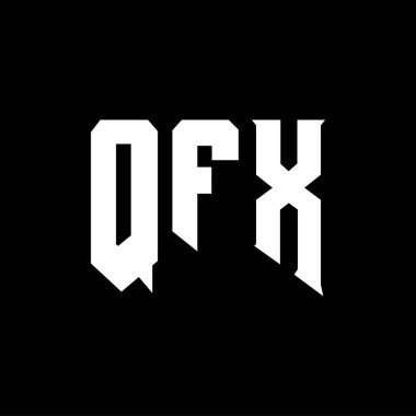 Teknoloji şirketi için QFX harf logosu tasarımı. QFX logo tasarımı siyah ve beyaz renk kombinasyonu. QFX logosu, QFX vektörü, QFX tasarımı, QFX simgesi, QFX alfabesi. QFX tipografi logosu tasarımı.