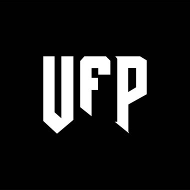 Teknoloji şirketi için UFP harf logosu tasarımı. UFP logo tasarımı siyah ve beyaz renk kombinasyonu. UFP logosu, UFP vektörü, UFP tasarımı, UFP simgesi, UFP alfabesi. UFP tipografi logosu tasarımı.