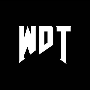 Teknoloji şirketi için WDT mektup logosu tasarımı. WDT logo tasarımı siyah ve beyaz renk kombinasyonu. WDT logosu, WDT vektörü, WDT tasarımı, WDT simgesi, WDT alfabesi. WDT tipografi logo tasarımı.