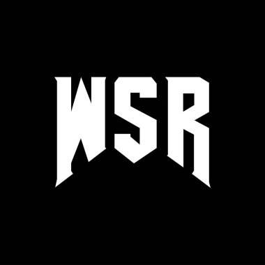 Teknoloji şirketi için WSR harf logosu tasarımı. WSR logo tasarımı siyah ve beyaz renk kombinasyonu. WSR logosu, WSR vektörü, WSR tasarımı, WSR simgesi, WSR alfabesi. WSR tipografi logosu tasarımı.