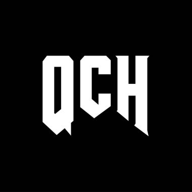 Teknoloji şirketi için QCH harf logosu tasarımı. QCH logo tasarımı siyah ve beyaz renk kombinasyonu. QCH logosu, QCH vektörü, QCH tasarımı, QCH simgesi, QCH alfabesi. QCH tipografi logosu tasarımı.