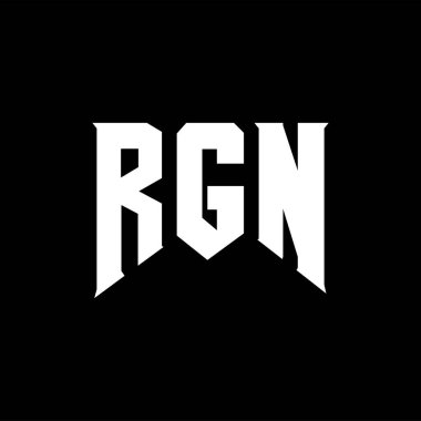 Teknoloji şirketi için RGN harf logosu tasarımı. RGN logo tasarımı siyah ve beyaz renk kombinasyonu. RGN logosu, RGN vektörü, RGN tasarımı, RGN simgesi, RGN alfabesi. RGN tipografi logosu tasarımı.