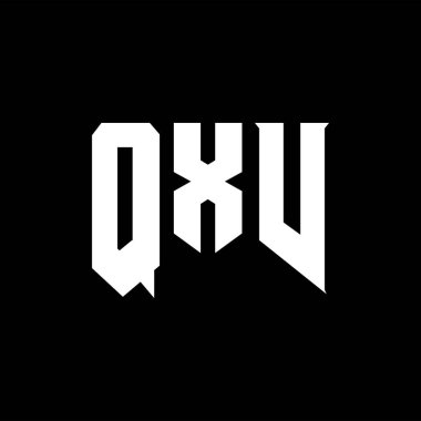 Teknoloji şirketi için QXV harf logosu tasarımı. QXV logo tasarımı siyah ve beyaz renk kombinasyonu. QXV logosu, QXV vektörü, QXV tasarımı, QXV simgesi, QXV alfabesi. QXV tipografi logosu tasarımı.