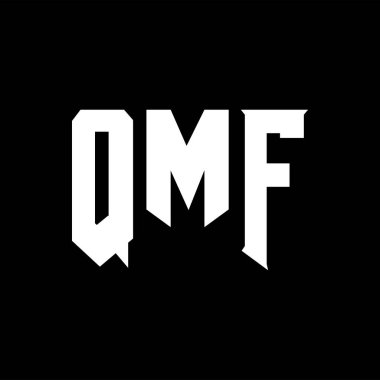 Teknoloji şirketi için QMF mektup logosu tasarımı. QMF logo tasarımı siyah ve beyaz renk kombinasyonu. QMF logosu, QMF vektörü, QMF tasarımı, QMF simgesi, QMF alfabesi. QMF tipografi logosu tasarımı.