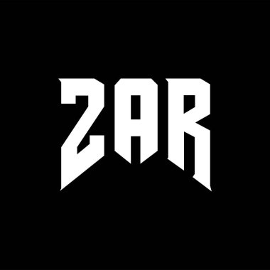 Teknoloji şirketi için ZAR harf logosu tasarımı. ZAR logo tasarımı siyah ve beyaz renk kombinasyonu. ZAR logosu, ZAR vektörü, ZAR tasarımı, ZAR simgesi, ZAR alfabesi. ZAR tipografi logosu tasarımı.