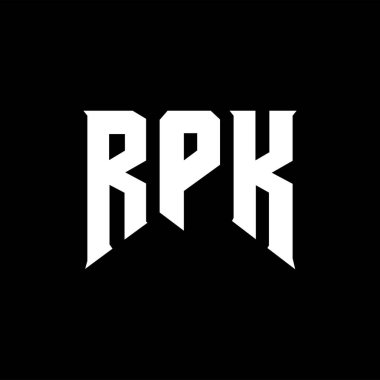 Teknoloji şirketi için RPK mektup logosu tasarımı. RPK logo tasarımı siyah-beyaz renk kombinasyonu. RPK logosu, RPK vektörü, RPK tasarımı, RPK simgesi, RPK alfabesi. RPK tipografi logosu tasarımı.