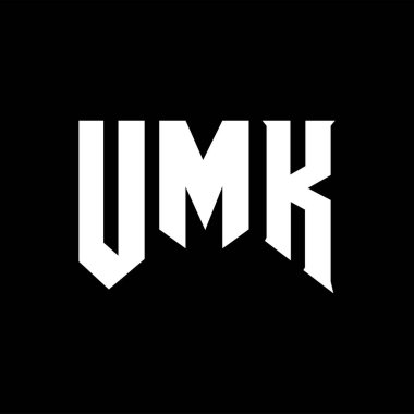 Teknoloji şirketi için UMK mektup logosu tasarımı. UMK logo tasarımı siyah ve beyaz renk kombinasyonu. UMK logosu, UMK vektörü, UMK tasarımı, UMK simgesi, UMK alfabesi. UMK tipografi logosu tasarımı.