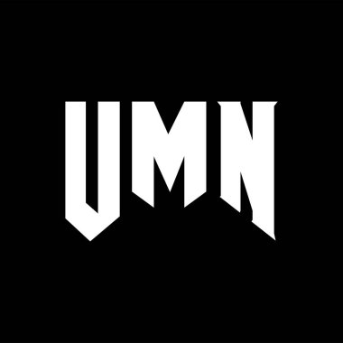 Teknoloji şirketi için UMN harf logosu tasarımı. UMN logo tasarımı siyah ve beyaz renk kombinasyonu. UMN logosu, UMN vektörü, UMN tasarımı, UMN simgesi, UMN alfabesi. UMN tipografi logosu tasarımı.