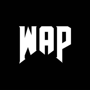 Teknoloji şirketi için WAP mektup logosu tasarımı. WAP logosu siyah ve beyaz renk kombinasyonu tasarladı. WAP logosu, WAP vektörü, WAP tasarımı, WAP simgesi, WAP alfabesi. WAP tipografi logosu tasarımı.