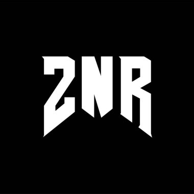 Teknoloji şirketi için ZNR harf logosu tasarımı. ZNR logo tasarımı siyah ve beyaz renk kombinasyonu. ZNR logosu, ZNR vektörü, ZNR dizaynı, ZNR simgesi, ZNR alfabesi. ZNR tipografi logosu tasarımı.