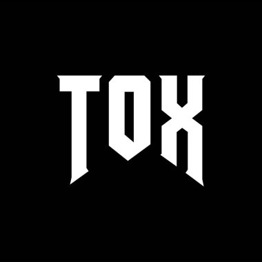 Teknoloji şirketi için TOX mektup logosu tasarımı. TOX logo tasarımı siyah beyaz renk kombinasyonu. Toksikoloji logosu, TOX vektörü, TOX tasarımı, TOX simgesi, TOX alfabesi. TOX tipografi logosu tasarımı.