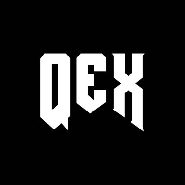 Teknoloji şirketi için QEX harf logosu tasarımı. QEX logo tasarımı siyah ve beyaz renk kombinasyonu. QEX logosu, QEX vektörü, QEX tasarımı, QEX simgesi, QEX alfabesi. QEX tipografi logosu tasarımı.