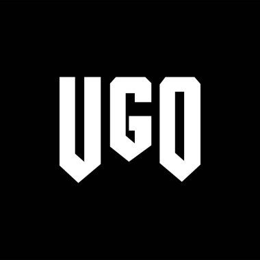 UGO letter logo design for technology company. UGO logo design black and white color combination. UGO logo, UGO vector, UGO design, UGO icon, UGO alphabet. UGO typography logo design. clipart