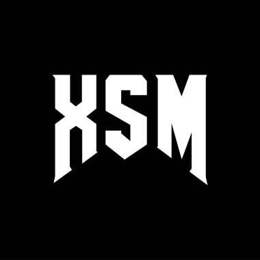 Teknoloji şirketi için XSM harf logosu tasarımı. XSM logo tasarımı siyah ve beyaz renk kombinasyonu. XSM logosu, XSM vektörü, XSM tasarımı, XSM simgesi, XSM alfabesi. XSM tipografi logosu tasarımı.