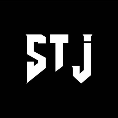 STJ teknoloji şirketi için mektup logosu tasarımı. STJ logo tasarımı siyah ve beyaz renk kombinasyonu. STJ logosu, STJ vektörü, STJ tasarımı, STJ simgesi, STJ alfabesi. STJ tipografi logosu tasarımı.