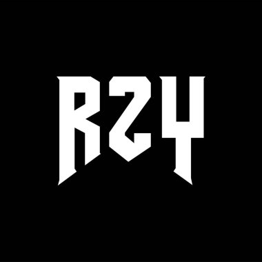 Teknoloji şirketi için RZY harf logosu tasarımı. RZY logo tasarımı siyah beyaz renk kombinasyonu. RZY logosu, RZY vektörü, RZY tasarımı, RZY simgesi, RZY alfabesi. RZY tipografi logosu tasarımı.