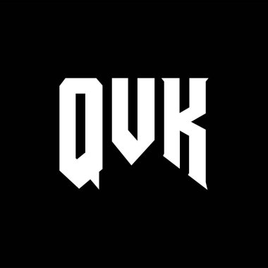 Teknoloji şirketi için QVK harf logosu tasarımı. QVK logo tasarımı siyah ve beyaz renk kombinasyonu. QVK logosu, QVK vektörü, QVK tasarımı, QVK simgesi, QVK alfabesi. QVK tipografi logosu tasarımı.