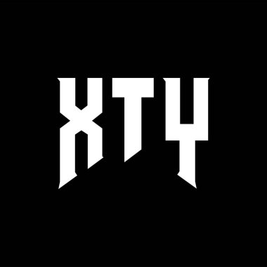 Teknoloji şirketi için XTY harf logosu tasarımı. XTY logo tasarımı siyah ve beyaz renk kombinasyonu. XTY logosu, XTY vektörü, XTY tasarımı, XTY simgesi, XTY alfabesi. XTY tipografi logosu tasarımı.