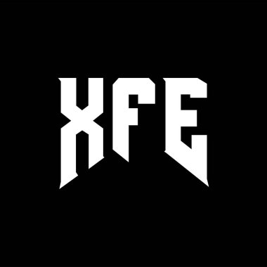 Teknoloji şirketi için XFE harf logosu tasarımı. XFE logo tasarımı siyah ve beyaz renk kombinasyonu. XFE logosu, XFE vektörü, XFE tasarımı, XFE simgesi, XFE alfabesi. XFE tipografi logosu tasarımı.